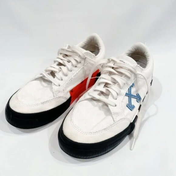Off-White Shoes - OFF WHITE Vulcanized Low White Black Logo Sneakers 39/US 9